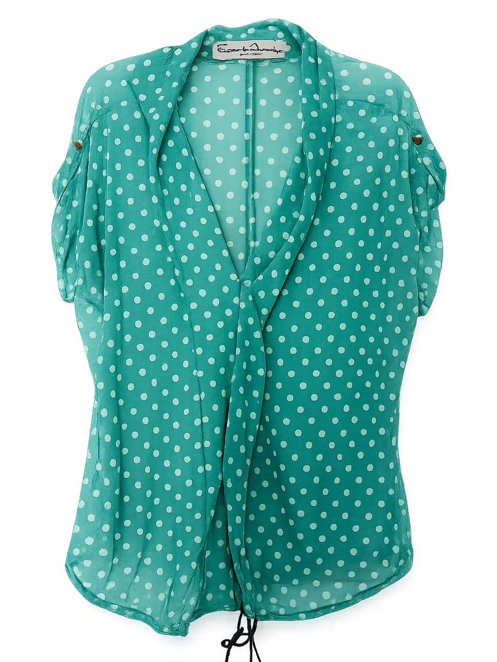 French Laundry Teal Polka Dot Blouse